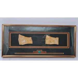 Signed Framed Larry Beck Native American Petroglyph Wall Art Rock 14"x6"